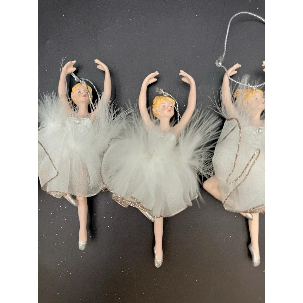 4 White Feather Woman Ballerina Dancer Doll 5.5
